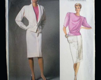 Vintage 80s Vogue Ungaro Jacket Skirt Blouse Pattern 34 26 1/2 36 Uncut