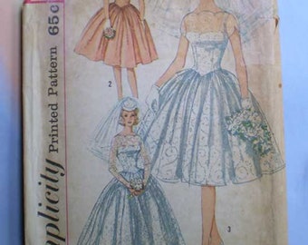 Vintage 60s Bride Bridesmaids Dress and Slip Wedding Pattern 34 26 36