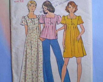 Vintage 70s Flared Dress and Top Uncut Pattern 34 26 1/2 36 FF