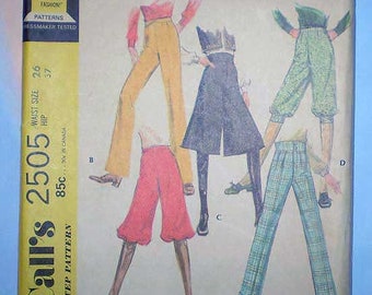 Vintage 70s Uncut Pants Pattern Flares Gauchos Knickers 26 Waist