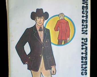 Vintage 70s Authentic Patterns Men's Western Jacket 40 Chest 34 Sleeve Uncut Pattern