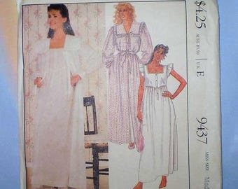 Vintage 80s Robe and Nightgown Uncut Pattern 36-38 Bust Laura Ashley