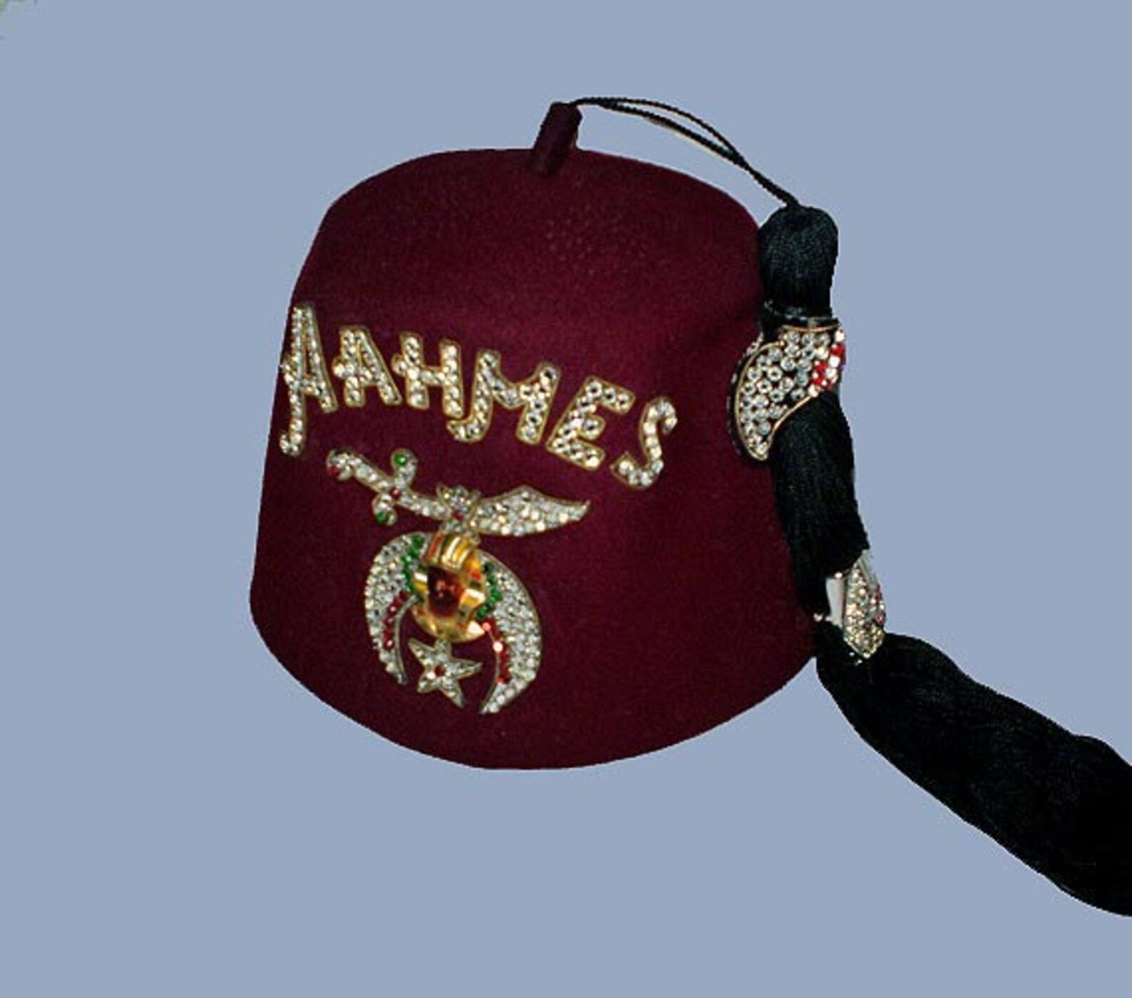 Vintage 60s Shriners Fez Hat Jeweled Masonic AAHMES Etsy