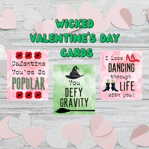 Printable Wicked-Themed Valentine’s Day Cards | Classroom Wicked Valentine&#39;s Day Cards | 6 Cards Per Page | Instant Download