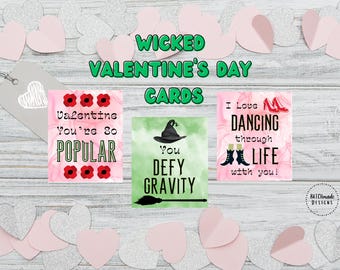 Printable Wicked-Themed Valentine’s Day Cards | Classroom Wicked Valentine's Day Cards | 6 Cards Per Page | Instant Download
