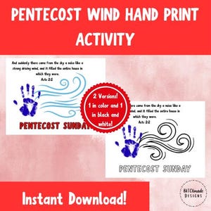 Holy Spirit Wind Handprint Craft | Pentecost Sunday Printable for Kids | Christian Bible Art Activity | Catholic Confirmation Craft