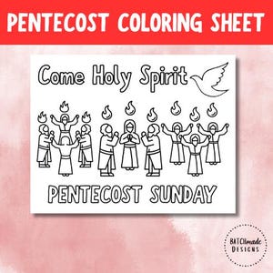Pentecost Coloring Page | Holy Spirit Bible Activity for Kids | Christian Sunday School Printable | Catholic Pentecost Craft