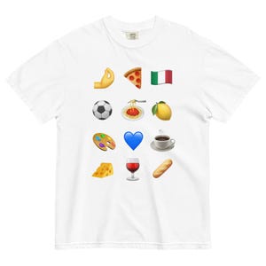 Italian Emoji Unisex T-Shirt, White Emoji Tee, Italian Shirt For Girlfriend, Comfort Colors Tee