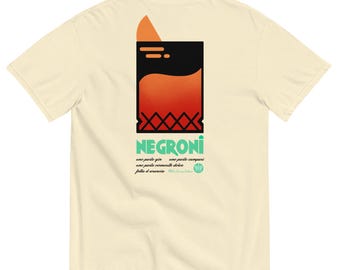 T-shirt cocktail Negroni, t-shirt de style italien, chemise d&#39;été italienne, t-shirt apéritif pour petit ami, cocktail art déco, t-shirt couleurs confort