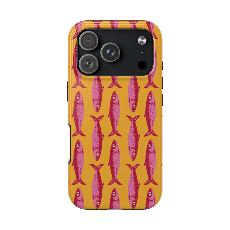 Pink Sardine Phone Case | Colorful Fish Pattern | Coastal Summer Style | Glossy Tough iPhone Case Bild 8