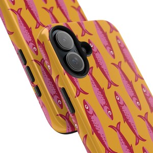 Pink Sardine Phone Case | Colorful Fish Pattern | Coastal Summer Style | Glossy Tough iPhone Case Bild 3