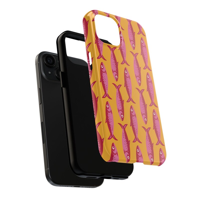 Pink Sardine Phone Case | Colorful Fish Pattern | Coastal Summer Style | Glossy Tough iPhone Case Bild 5