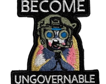 BECOME UNGOVERNABLE Trash Panda Raccoon Sewn Morale Patch Hook and Loop Back