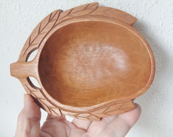 vintage trinket dish carved wood