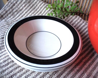 vintage dessert bowls arabia finland faenza black rim