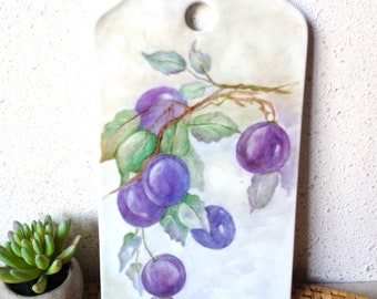 vintage plum hand painted porcelain cheese board