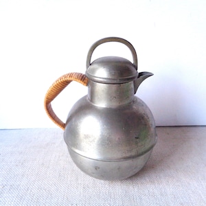 Vintage metal ball jug, art deco pewter pitcher, International Eagle mark