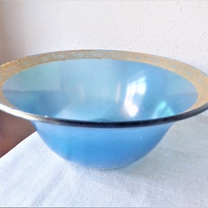 vintage blue satin glass bowl centerpiece tiffin style