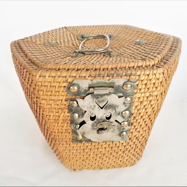 vintage asian wicker teapot holder basket only no tea pot
