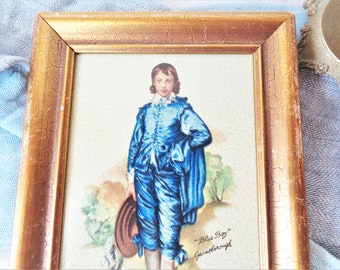 vintage blue boy painting on tile