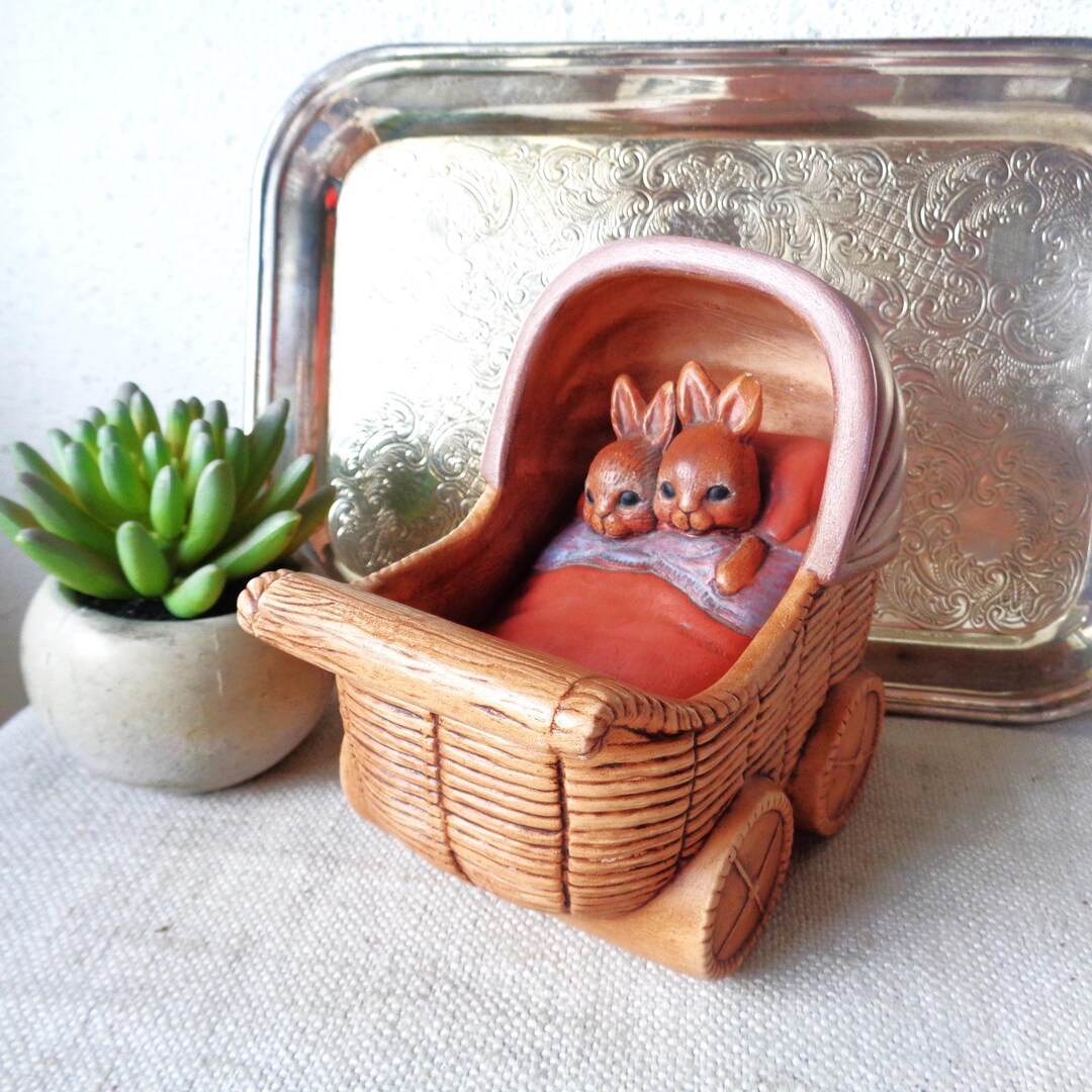 Vintage Child Riding Rabbit Vintage Baby Bunny Rabbits in a Buggy Figurine - Etsy