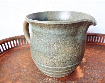 vintage milk pitcher rustic green pottery