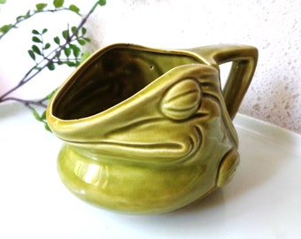 vintage green frog cream pitcher