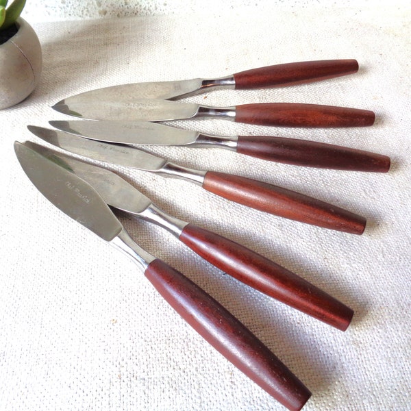 vintage cutlery flatware set stainless wood haandle