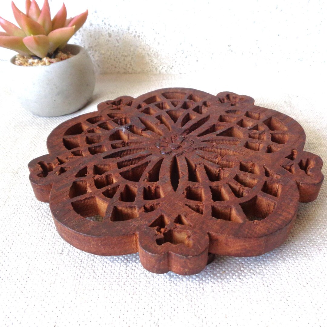 Vintage Wood Trivet, Hand Carved, Boho Rustic - Etsy