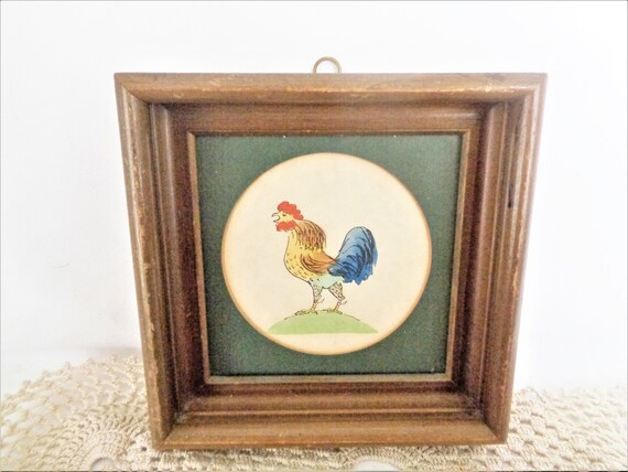 Vintage Chicken Rooster Art Framed Watercolor Print Etsy