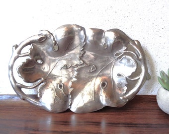 vintage pewter dish dolma stuffed grape leaf server italy