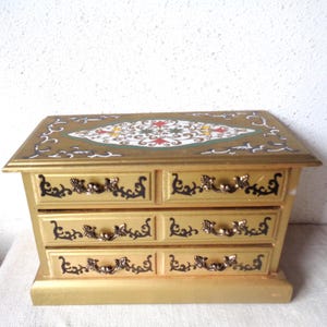 vintage jewelry box wood chest with drawers