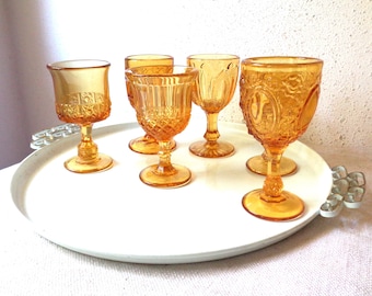 vintage amber glass cordial collection