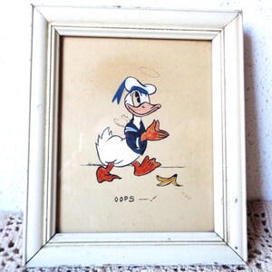 vintage donald angel slipping on banana peel drawing painting