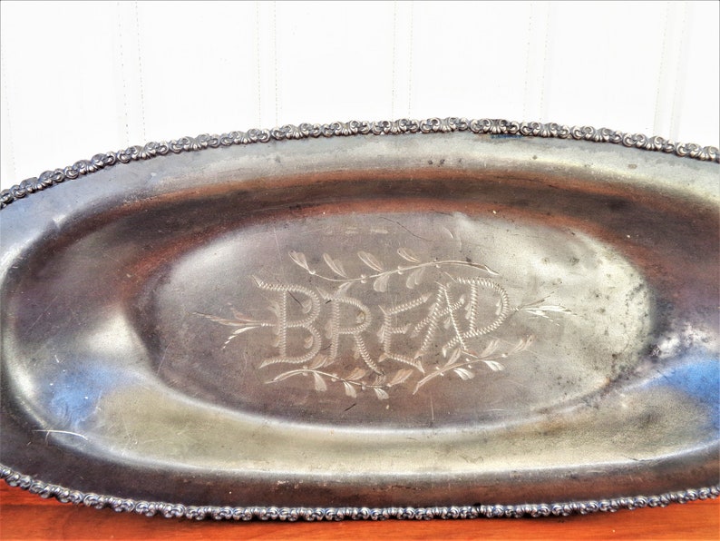Vintage Antique Bread Bowl Tray Silver Plate Metal Home Living Trays Kromasol Com
