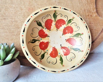 vintage wood bowl tole painted folk art