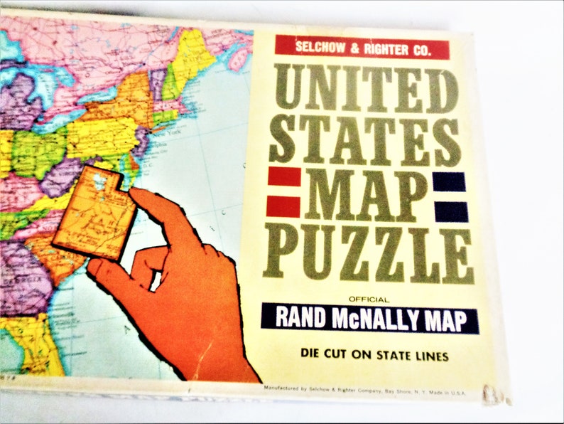 vintage USA map puzzle 1965 die cut