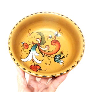 vintage wood bowl Norwegian tole Rosemaling