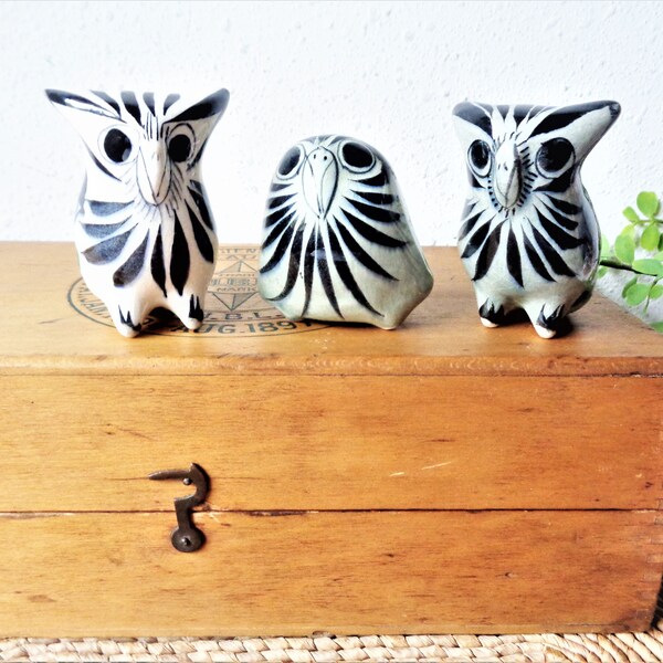 vintage owl mexican pottery birds folk art