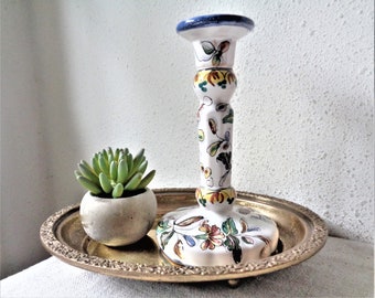 vintage candle holder berardos portugal hand painted ceramic