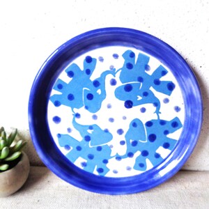 vintage elephant plate, signed studio art pottery