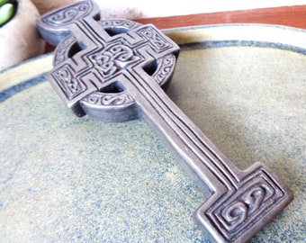 vintage irish cross wall crucifix black ceramic