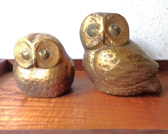 vintage mid century owl sculptures