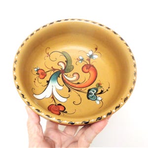 vintage wood bowl Norwegian tole Rosemaling