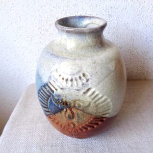 Vintage face ceramic pot, mid century PotteryCraft stoneware vase