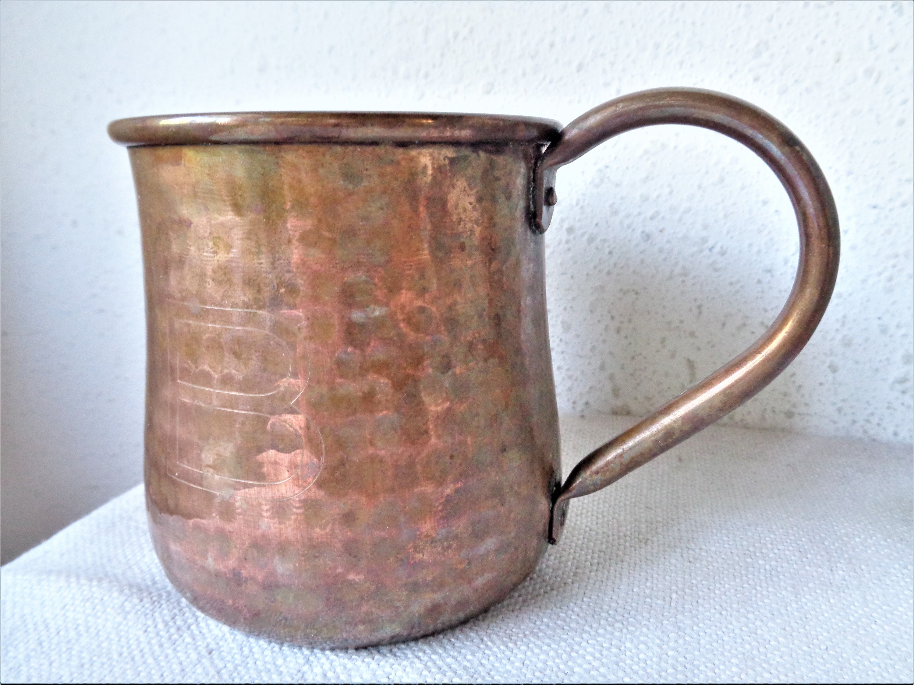 Vintage copper mug hammered metal cup Etsy