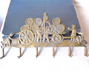 vintage brass key holder wall rack 6 hooks