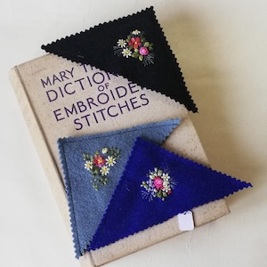 Felt Page Corner Marker with floral wildflower embroidery