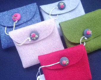 Filz Geldbörse mit Bullion Rose Knopf