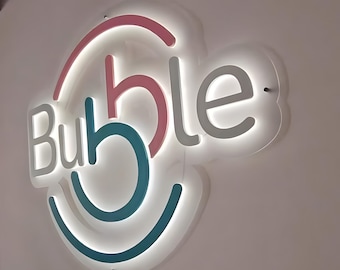3D Metal Backlit Shop Logo Sign, Illuminated Business Signboard